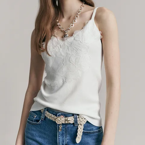 [마쟈] 모티브 레이스 슬리브리스 니트