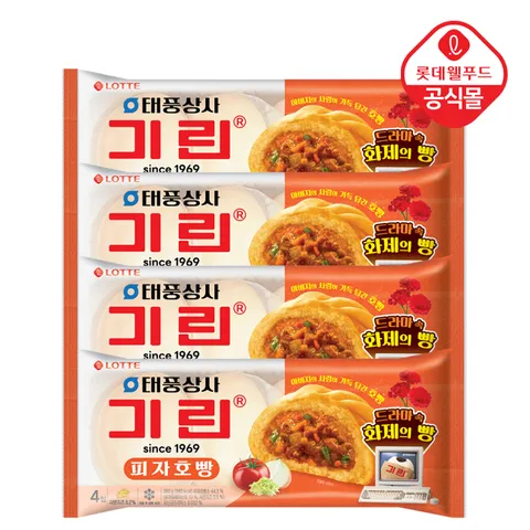 G_[롯데] 태풍상사 속까지 따뜻 기린이네 피자호빵 4입 4봉(총 16입)