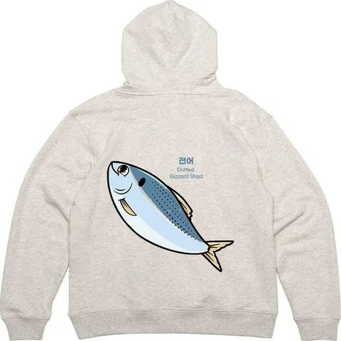 [하프클럽]  후드집업 뒷면 전어 제철 며느리 온다 그림 프린팅