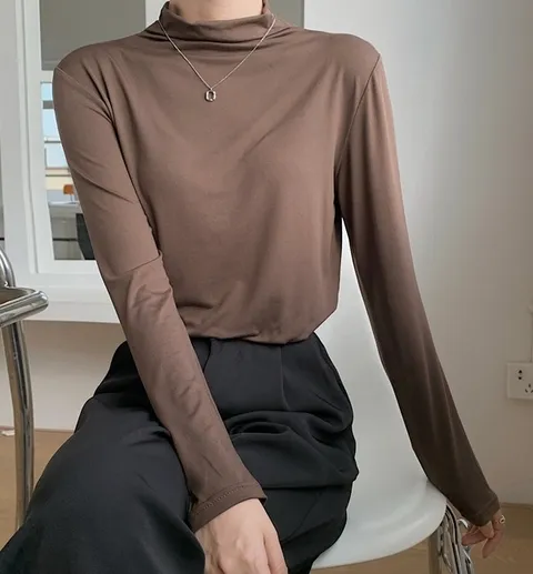 모달 하프 터틀넥 긴팔 티셔츠 탑 7color