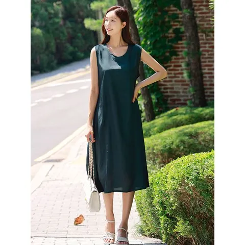 [하프클럽/엄마옷  여성 여름 쿨 인견 빅사이즈 나시 민소매 원피스 40-50대 미시 중년여성 마담옷
