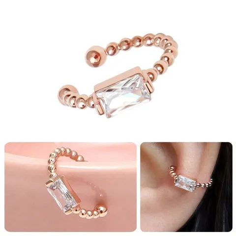 [M7] 여성 이어커프 큐빅 14KGP 스퀘어 이어커프