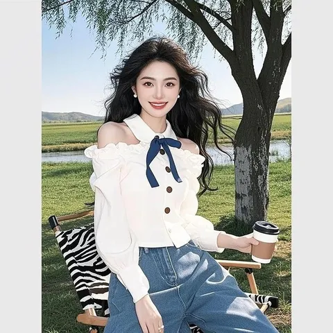 [브리치] 제로투올샵 / 2025 봄 오프숄더 긴팔 셔츠  화이트 M