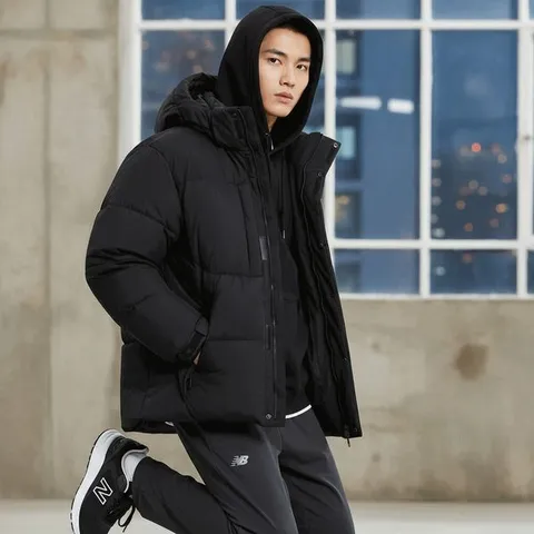 [하프클럽]  NBNPE42103-BK 플라잉 숏 구스 다운 남녀공용 패딩 자켓