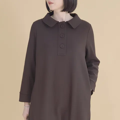 엄마옷 오드리 두툼한 왕 기모 플랫카라 여성 겨울 긴팔 롱 원피스 K12253 50대 60대 중년여성