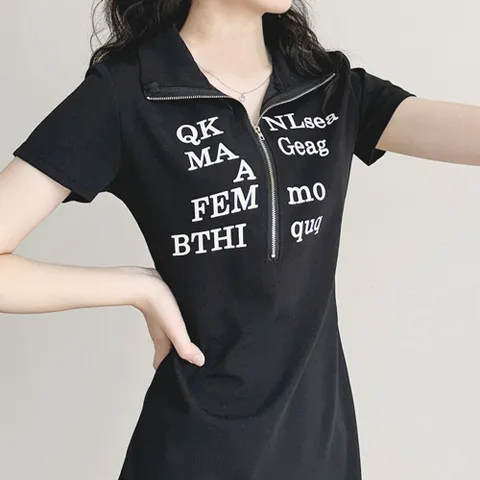 [브리치] 코키코키 /  기획특가/y2k 레터링반집업슬림 플레어원피스