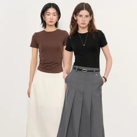 아세테이트 셔링 반팔티 [4COL] / WBE2L01531