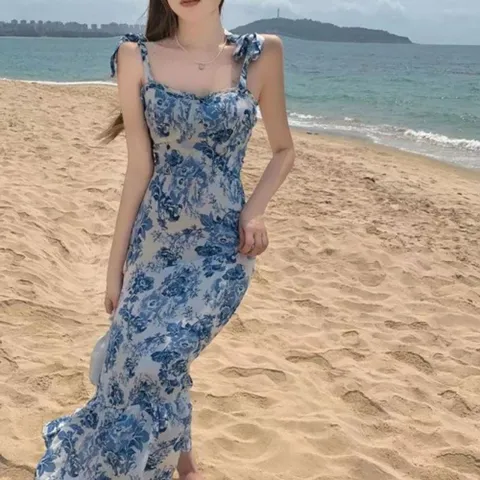 플로랄 롱원피스 바캉스 쉬폰롱원피스 여름 여름예쁜 여자쉬폰롱원피스 롱원피스