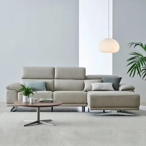 한샘 노마딕 천연면피가죽 헤드틸딩 소파 4인 카우치