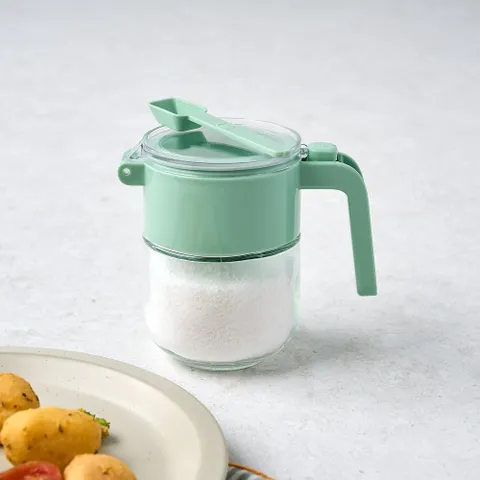 컬러키친 밀폐가 되는 원터치 스푼 양념병 300ml 그린