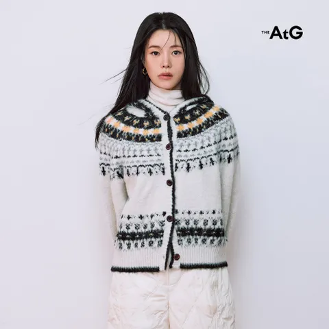 더엣지 25FW 울혼방 노르딕 후드 니트자켓