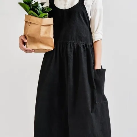 모던 심플 꽃집 주방 이쁜 린넨 원피스 앞치마 공방앞치마 주방앞치마 에이프런앞치마