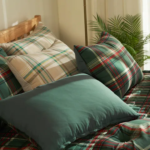 빈티지 체크 마이크로워싱 침구 베개커버 50x70cm