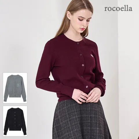 [최초가 59,800원] 마크 엠브로이드 라운드 니트 여성 가디건