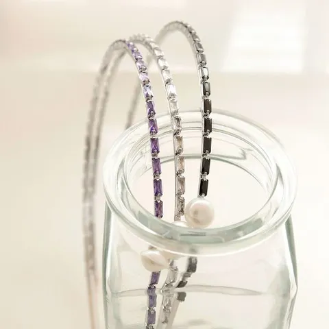 [하프클럽/제이로렌 진주 포인트 슬림 큐빅 라인 헤어밴드 H0852