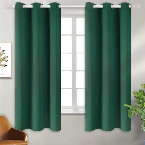 침실암막커튼 미드나잇 아일릿 암막커튼 2장 세트 창문용 커텐 그린 안방커튼