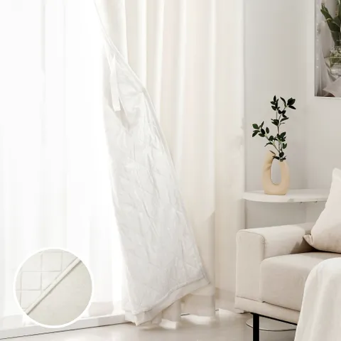 ON NEW 린넨스타일 3중방한 3도씨커튼 140X240 1장 화이트 높이조절밴드