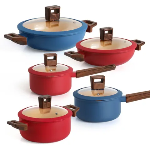 란치에 인덕션겸용 양수 편수 전골 냄비 5종 세트 인덕션용냄비 컬러편수냄비