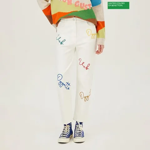 [하프클럽]  밴딩 컬러 자수 배기 데님팬츠 BADPA6511