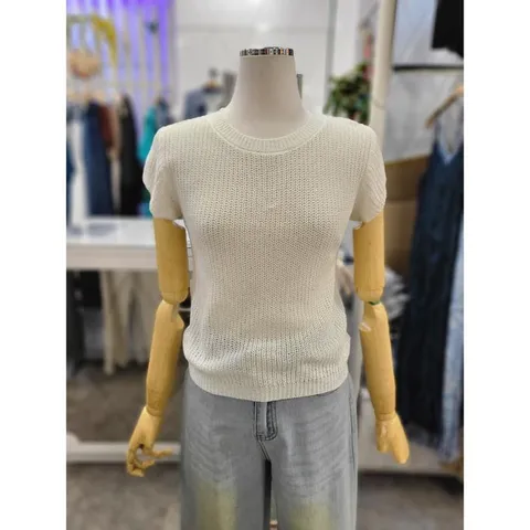세이브존01 여름 캡소매 반짝이 라운드 니트 626080 (49759297)