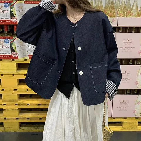 리버시블 봄/가을 노카라 여성 숏자켓/간절기아우터