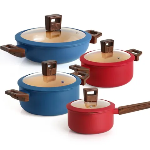 란치에 인덕션겸용 양수 편수 전골 냄비 4종 세트 인덕션용냄비 컬러편수냄비