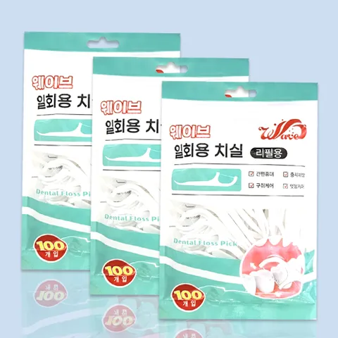 웨이브 Y자형 일회용 치실 리필용 100개입x3개