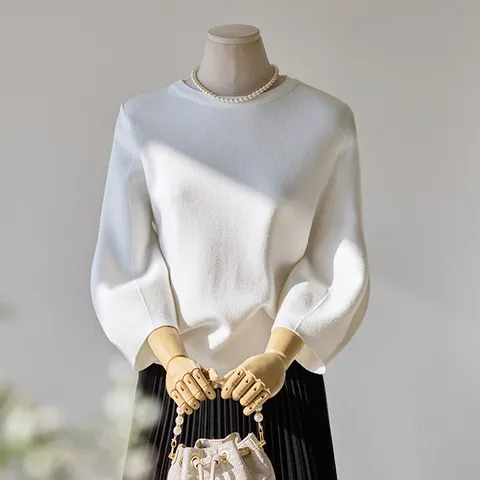 퍼프 소매 라운드 니트_T2501KN013A