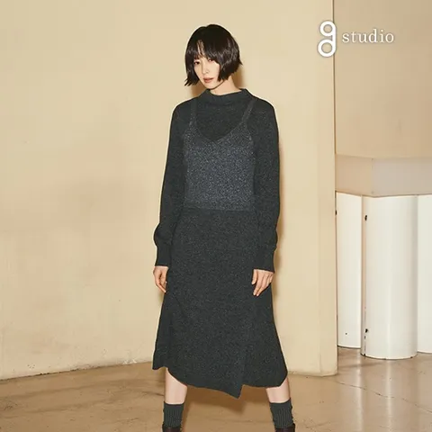 [런칭가129000]23FW 캐시울 니트원피스+뷔스티에