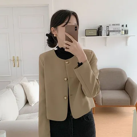 [브리치] 박남매 / 모티 노카라 라운드넥 금장 긴팔자켓 P000BJQC