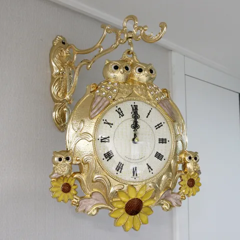 잉꼬 썬부엉이 금도금 주물 양면시계 HBC-298G