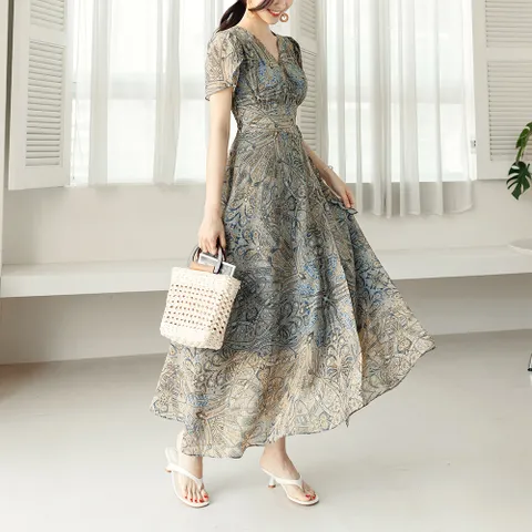 페레즈 페이즐리 랩 쉬폰 원피스(기장선택)