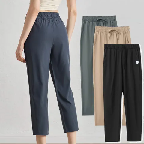 2장세트 마마로 여성 여름 빅사이즈 배기 냉감 나일론 밴딩 스판 8부 일자바지