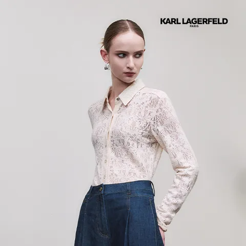 칼라거펠트 25FW 레이스 니팅 블라우스 2종