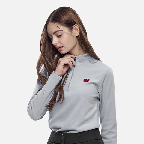 스마일리 여성 빅사이즈 기모 플리스 집업 티셔츠 겨울 아웃도어 등산 후리스 티셔츠(W4WT09)