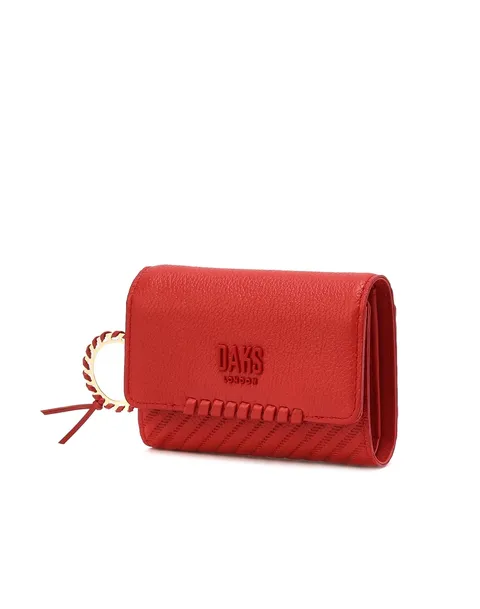 [선물포장/쇼핑백동봉] 레드 패턴배색 소가죽 반지갑 DCWA4F146J 428519