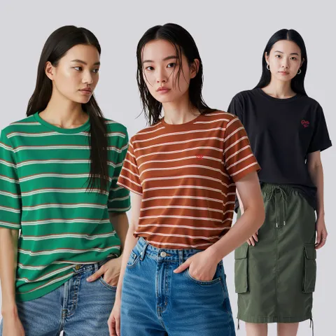 여성 USA 콤드코튼 데일리 티셔츠 5종세트