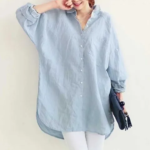 여성 의류 루즈핏 단추 원피스 셔츠 오버핏 블라우스 롱원피스셔츠 여자직장인코디