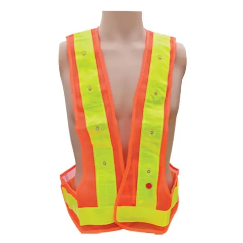 야간 공사 작업 LED 점멸 신호수 조끼 오렌지 형광띠 신호수조끼 야간조끼.공사조끼 작업조끼