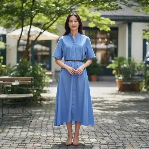 [롯데백화점][아이잗컬렉션]뒤 턱 포인트 반팔 롱 원피스 (CR6E0OP251)