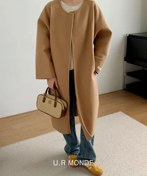 베이직 심플 라운드넥 롱 가디건 여성 겨울 가을 노