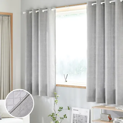 ON NEW 린넨스타일 3중방한 3도씨커튼 창문형 140x180 1장 그레이 아일렛타입