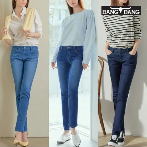 [최초가209,700원]  여성 슬림 스트레이트 스판데님 3종세트