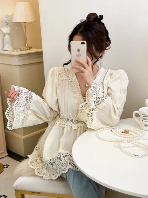 [브리치] 리본마켓 / 러브 자수레이스 블라우스