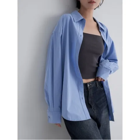 온고잉 오버핏 셔츠 - 스카이 블루 (325864LY1Q)