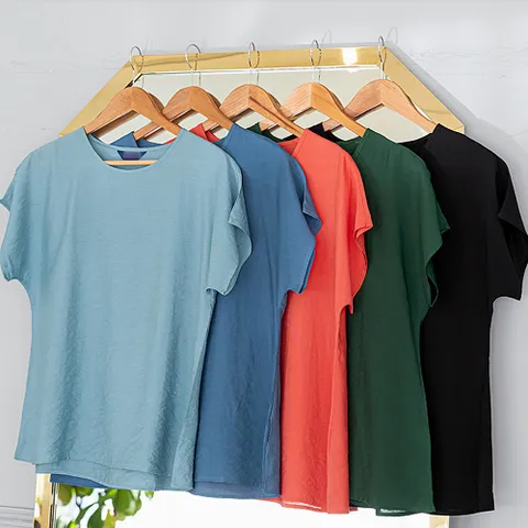 빅사이즈사랑해요 E079L205 컬러무지인견반팔티 BZ