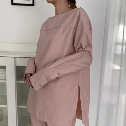 여자 스트릿패션 바스락 언발 슬릿 루즈핏 가을 셔츠