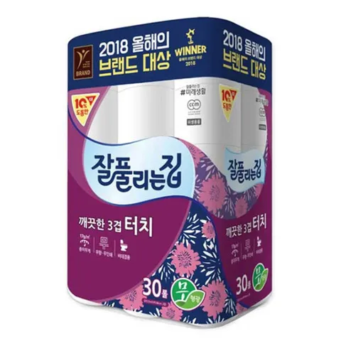 잘풀리는집 터치 3겹 롤 화장지 30롤 두루마리 휴지 롤화장지 두루마리 30롤 3겹
