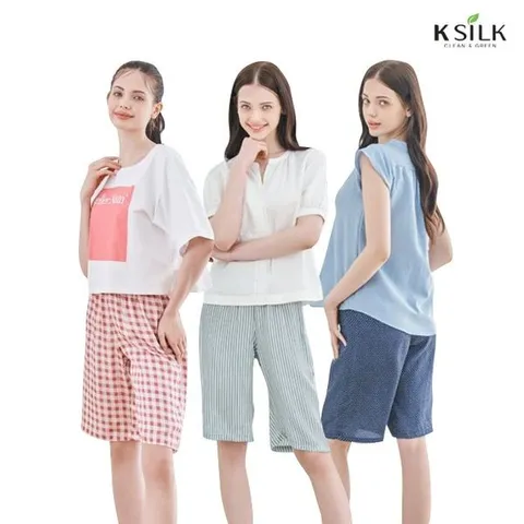 [하프클럽/케이실크]케이실크 풍기인견 여성 바람 파자마3종