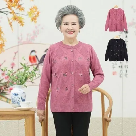 [하프클럽] 플라워 가디건 스웨터 루즈핏 코트 할머니